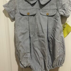 Blue Baby Romper with Button Details